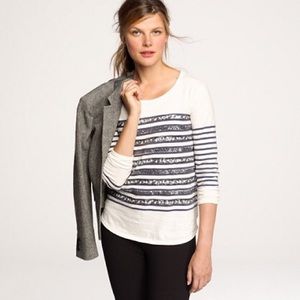 Striped sequined 3/4 sleeve top